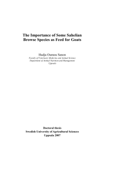 The Importance of Some Sahelian Browse Species as Feed for Goats