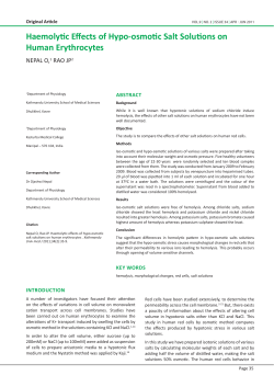 Haemolytic Effects of Hypo-osmotic Salt Solutions on Human