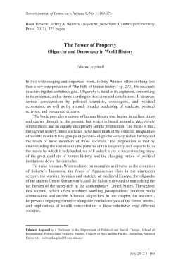 The Power of Property:Oligarchy and Democracy in World History