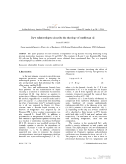 New relationship to describe the rheology of sunflower oil