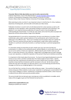 Transcript: What to think about before you start to write a journal