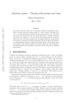 Algebraic games arXiv:1205.2884v2 [math.CO] 2 Jan 2013