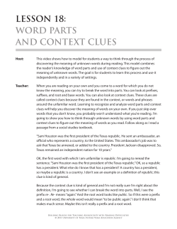 LESSON 18: WORD PARTS AND CONTEXT CLUES