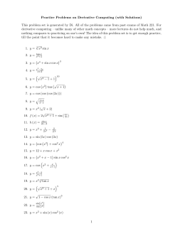 Practice Problems on Derivative Computing (with Solutions) This