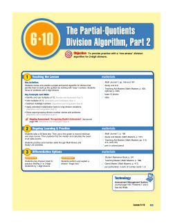 Lesson 6.10 The Partial-Quotients Division Algorithm, Part 2