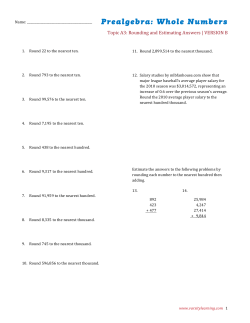 Prealgebra: Whole Numbers
