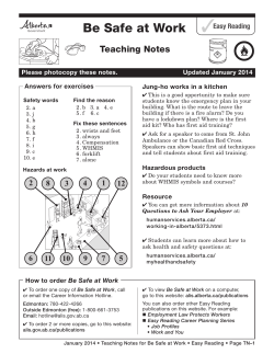 Be Safe at Work Teaching Notes