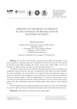 LIMITING OF THE RIGHT TO PRIVACY IN THE CONTEXT OF