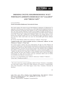 dressing uncivil neighbor(hood)s. walt whitman`s adhesive