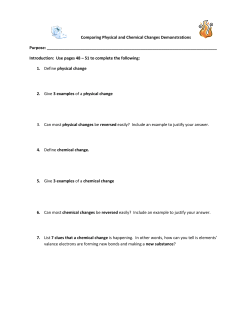 Comparing Physical and Chemical Changes Demonstrations Purpose: