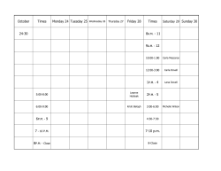 October Times Monday 24 Tuesday 25 Wednesday 26 Thursday 27
