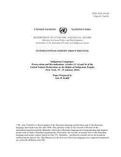 Paper submitted by Ms. Amy D Kalili, Hawai`I