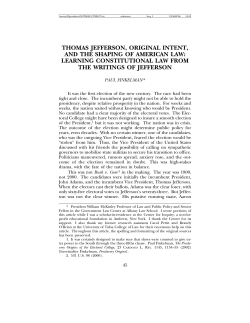 thomas jefferson, original intent, and the shaping of american law
