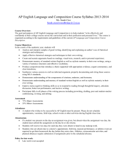AP English Language and Composition Course Syllabus 2013-2014