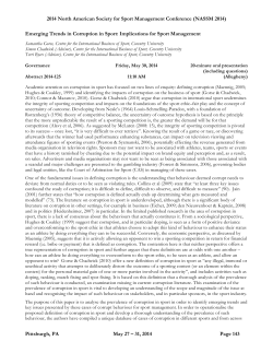 Emerging Trends in Corruption in Sport