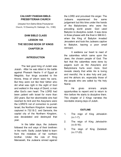 PRESBYTERIAN CHURCH DHW BIBLE CLASS LESSON 14A THE