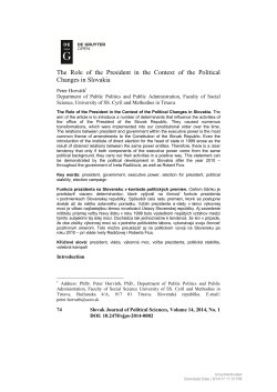 The Role of the President in the Context of the Political Changes in