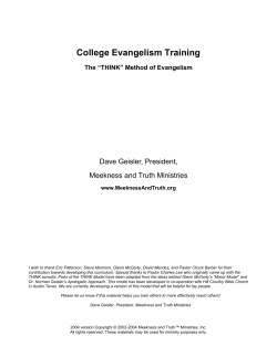 College Evangelism Training - Norm Geisler International Ministries