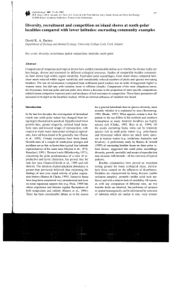 Diversity, recruitment and competition on island shores at south