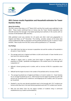 2011 Census results Population and Household