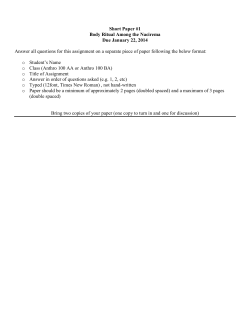 Short Paper #1 Body Ritual Among the Nacirema Due January 22