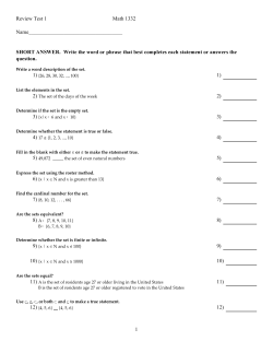Review Test 1 Math 1332