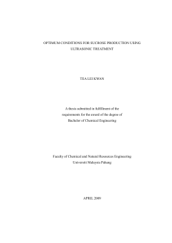 OPTIMUM CONDITIONS FOR SUCROSE PRODUCTION USING