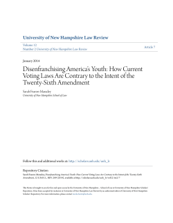 Disenfranchising America`s Youth: How Current Voting Laws Are