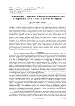 The missing link: Implications of the modernisation theory