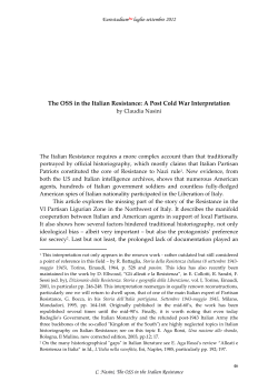 The OSS in the Italian Resistance: A Post Cold War