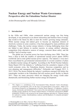 Nuclear Energy and Nuclear Waste Governance