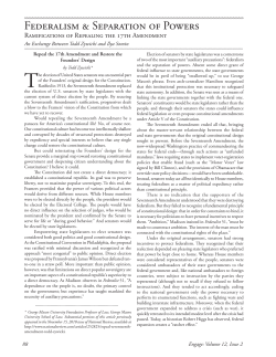 Ramifications of Repealing the 17th Amendment