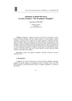 Ambiguity in Ballad Discourse. Coventry Patmore: &ldquo;The Woodman`s