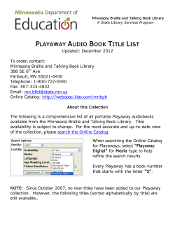 Playaway Audio Book Title List