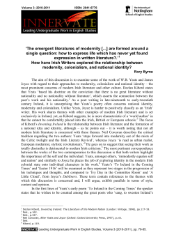 The emergent literatures of modernity [...] are formed around a single