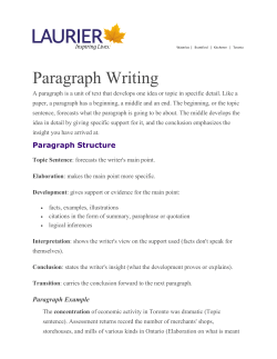 Paragraph Writing - Wilfrid Laurier University