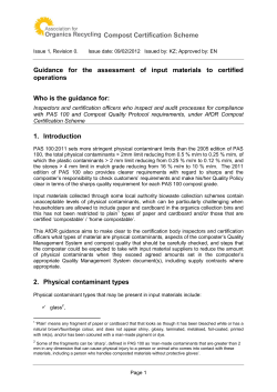 Guidance for the assessment of physical feedstock input materials at