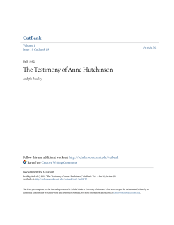 The Testimony of Anne Hutchinson