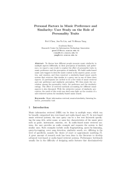 Personal Factors in Music Preference and Similarity: User Study on