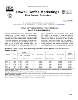 Hawaii Coffee Marketings Final Season Estimates