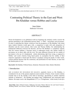 Contrasting Political Theory in the East and West: Ibn Khaldun