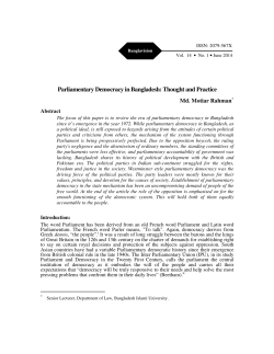 Parliamentary Democracy in Bangladesh: Thought and Practice