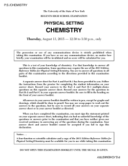 PHYSICAL SETTING CHEMISTRY