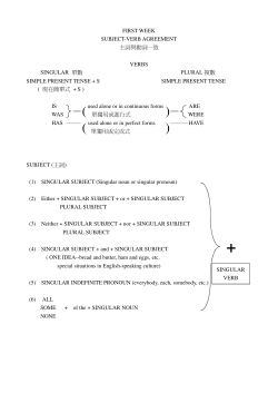 FIRST WEEK SUBJECT-VERB AGREEMENT 主詞與動詞一致