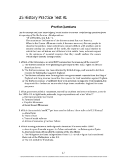 US History Practice Test #1 - Learning Management Systems
