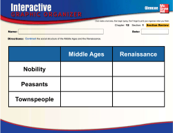 Middle Ages Renaissance Nobility Peasants Townspeople