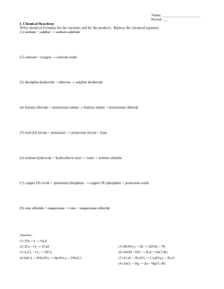 Period: ___ I. Chemical Reactions Write chemical formulas