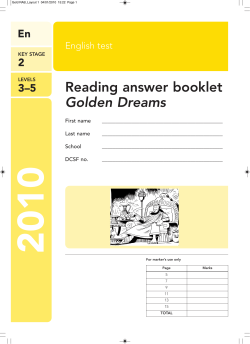 Reading answer booklet Golden Dreams
