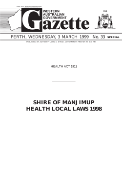 Health Local Law - Shire of Manjimup