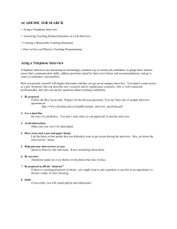ACADEMIC JOB SEARCH Acing a Telephone Interview